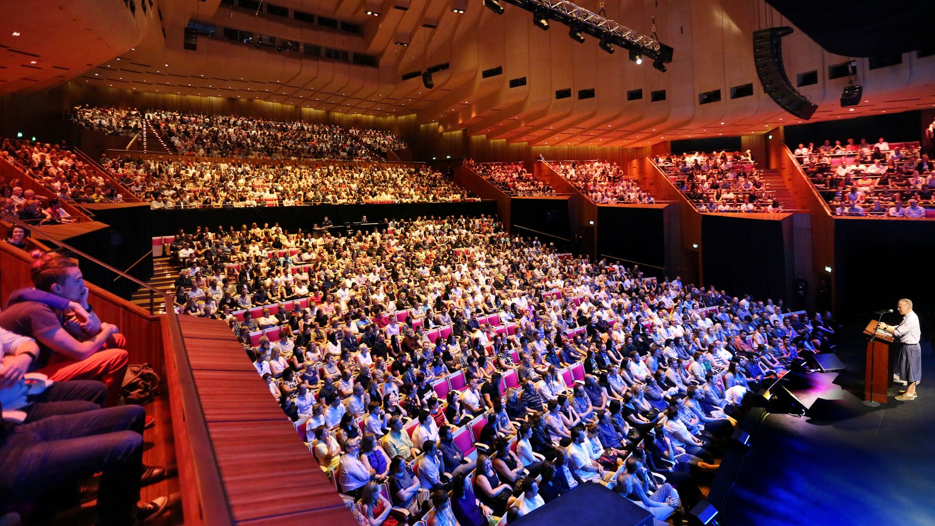 David Sedaris addresses a huge sold out crowd at Sydney Opera House.